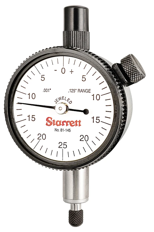 Starrett 81-145J Dial Indicator, Range: .125", Dial Reading: 0-25-0