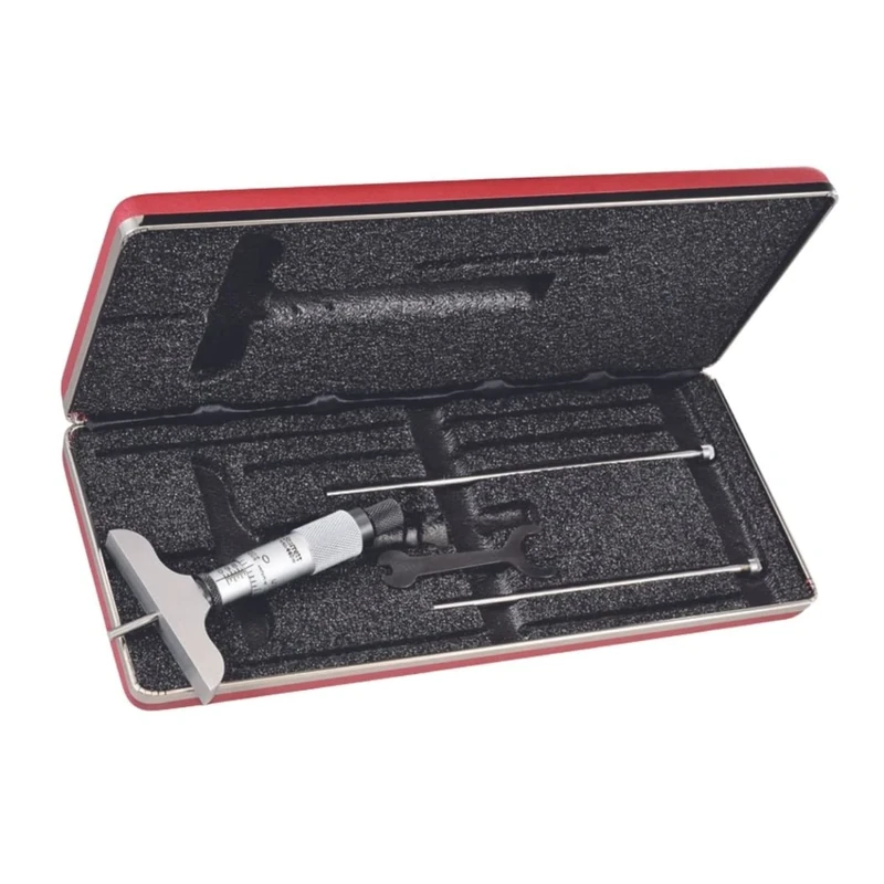 Starrett 440Z-3L Vernier Depth Gauge, Lock Nut, Micrometre Type, 0-3" Range, 0.001" Graduation, 2.5" Base, 3 Rods, 0.0001" Accuracy