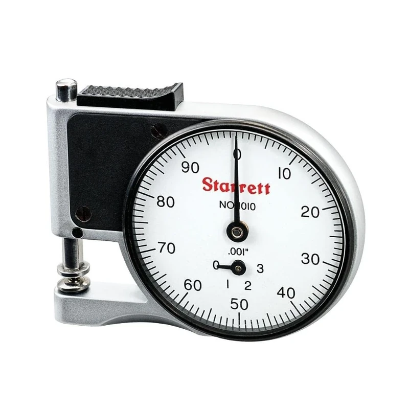 Starrett 1010RZ Dial Indicator Pocket Gage, 0.25" Stem Dia., White Dial, 0-100 Reading, 0-0.275" Range, 0.001" Graduation