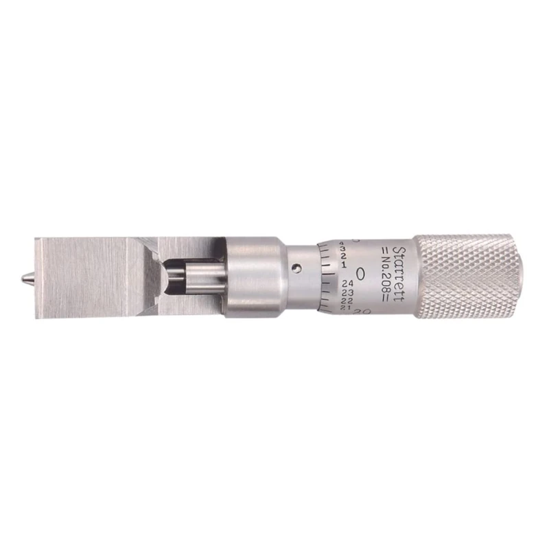 Starrett 208DZ Can Seam Micrometer, Plain Thimble, 0-0.375" Range, 0.001" Graduation, With Depth Gauge (0.2" Range) - Image 1