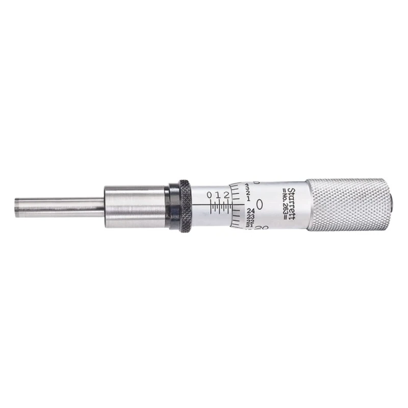 Starrett 263XL Micrometer Head, 0-1" Range, 0.001" Graduation, +/-0.0001" Accuracy, Plain Thimble, Lock Nut, Carbide Face