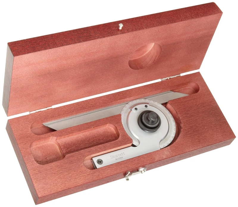 Starrett C359BZ Precision Universal Bevel Vernier Protractor, Through 360 Degree Graduations, 7" Blade Size