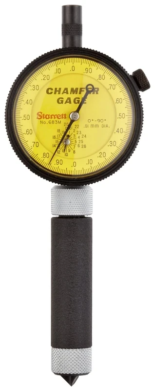 Starrett 683M-1Z Millimetre Reading Internal Chamfer Gauge With Yellow Dial, 0-90 Degree Angle, 0-9.5mm Range