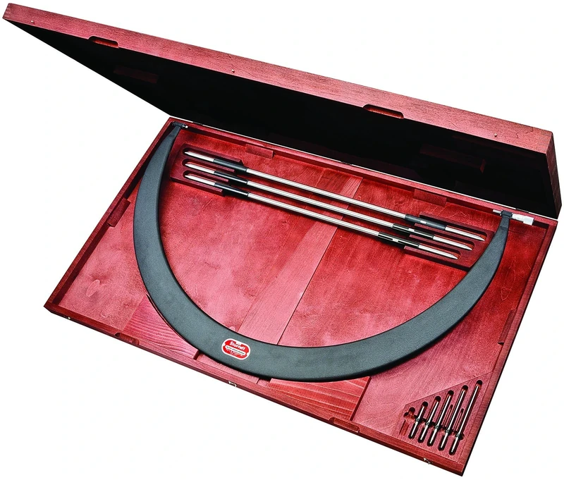 Starrett 724MLZ-750 Tubular Bow Type Micrometre, Interchangeable Anvils, Plain Thimble, Lock Nut, 600-750mm Range, 0.01mm Graduation, +/-0.0076mm Accuracy