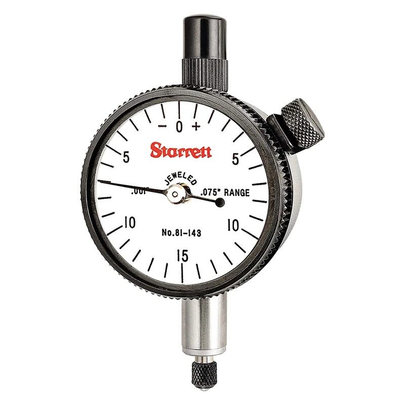 Starrett 81-143J Dial Indicator, Range: .075", Dial Reading: 0-15-0