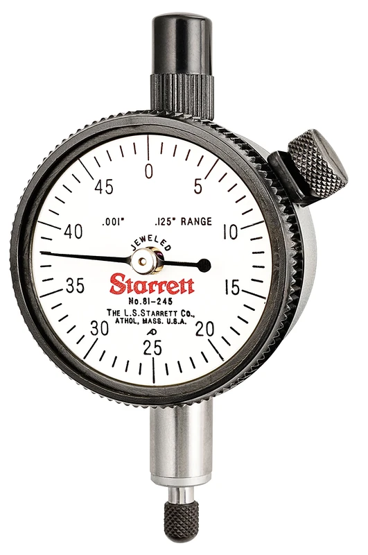 Starrett 81-245J Dial Indicator, Range: .125", Dial Reading: 0-50