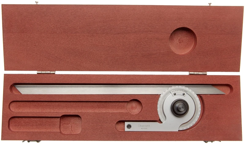 Starrett C359DZ Precision Universal Bevel Vernier Protractor, Through 360 Degree Graduations, 12" Blade Size