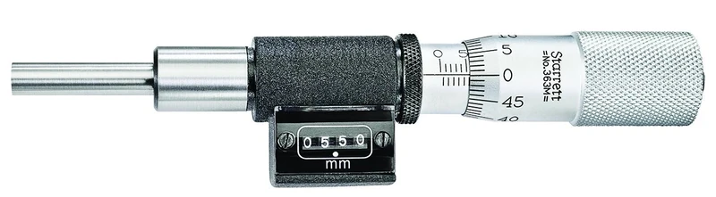 Starrett 363ML Digital Micrometer Head, 0-25 mm Range, 0.01 mm Graduation, +/-0.002 mm Accuracy, Plain Thimble, Lock Nut