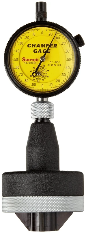 Starrett 683M-4Z Millimetre Reading Internal Chamfer Gauge With Yellow Dial, 0-90 Degree Angle, 25-50mm Range