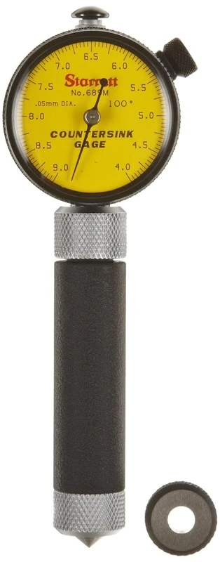 Starrett 689M-2Z Millimetre Reading Countersink Gauge With Yellow Dial, 100 Degree Angle, 4-9mm Range