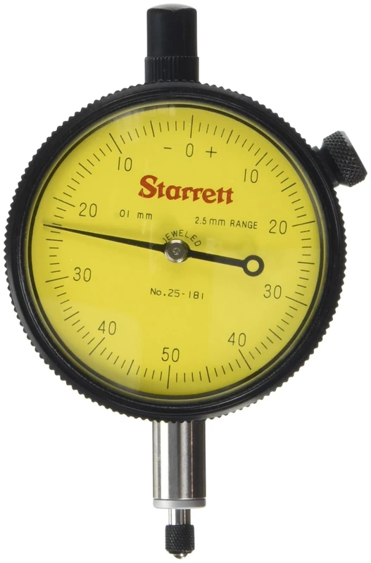 Starrett 25-181J Dial Indicator, Range: 2.5mm, Dial Reading: 0-50-0