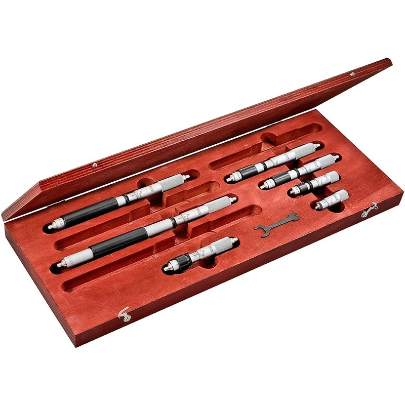 Starrett S824DZ Fixed Range Vernier Inside Micrometres Set, 2-12" Range, 0.001" Graduation, +/-0.0001" Accuracy (7 Piece Set)