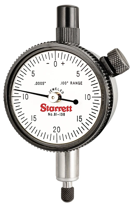 Starrett 81-138J Dial Indicator, Range: .100", Dial Reading: 0-20-0