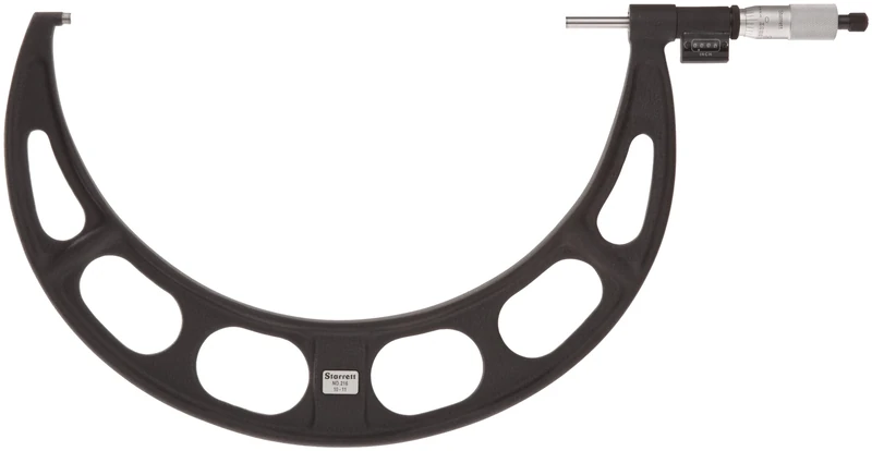 Starrett 216XRL-1 Digital Outside Micrometer, Ratchet Stop, Lock Nut, Carbide Faces, 0-1" Range, 0.001" Graduation, +/-0.0002" Accuracy