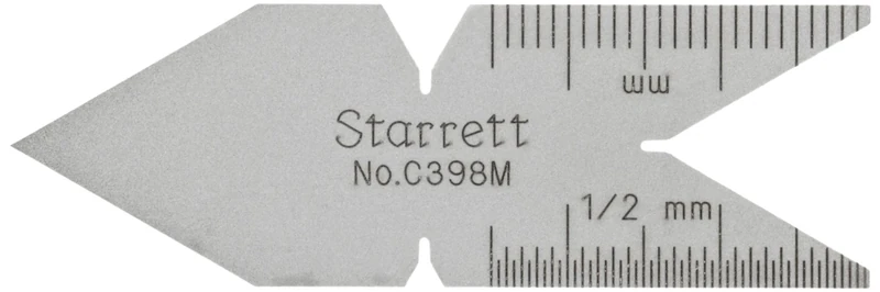 Starrett C398M Metric Standard 60 Degree Centre Gauge, Satin Chrome Finish