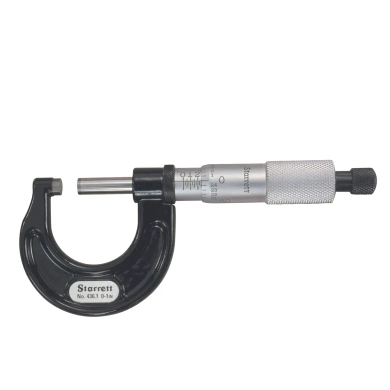 Starrett 436.1XRL-6 Outside Micrometre, Ratchet Stop, Lock Nut, Carbide Faces, 5-6" Range, 0.001" Graduation, +/-0.00015" Accuracy