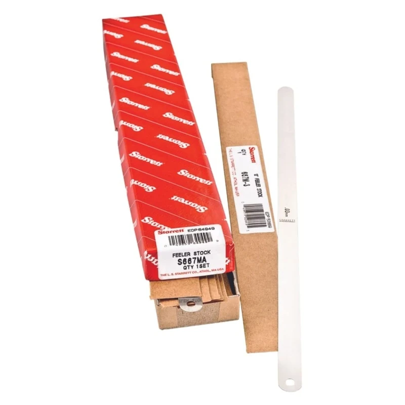 Starrett S667MA Thickness Feeler Gage Assortment, 0.03-0.5mm Thickness, 14 Pieces