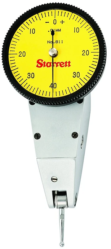 Starrett 811-MPZ Dial Test Indicator without Attachments, Swivel Head, Yellow Dial, 0-40-0 Reading, 0-0.8mm Range, 0.01mm Graduation