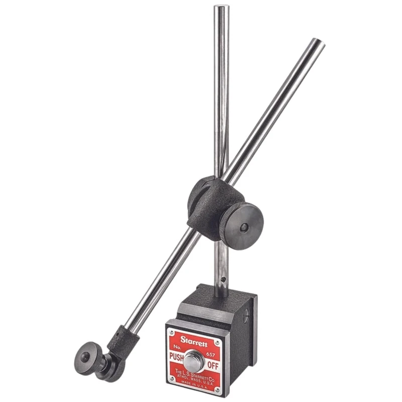 Starrett 657D Magnetic Base Complete Set, With Upright Post Assembly, Swivel Post Snug, and Gauge Holding Rod