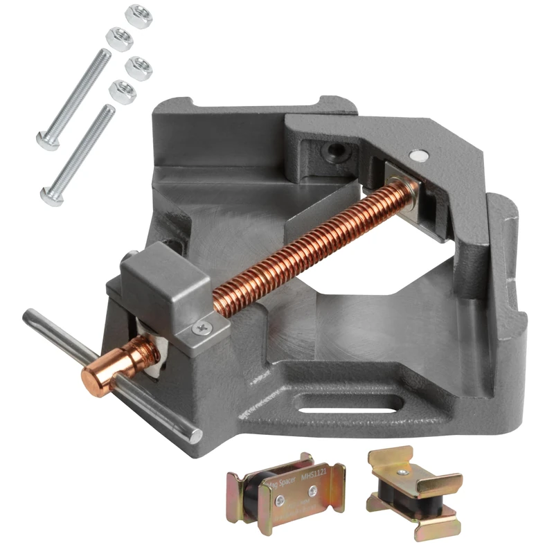 Strong Hand Tools, Heavy Duty Cast Iron, 90 Degree Right Angle Clamp, Corner Clamp, Adjustable Swing Jaw, Quick Acting Screw, Angle Iron Stand-Offs, 2.45" T-Clearance, 2X Magnetic Rest Blocks. WAC35D