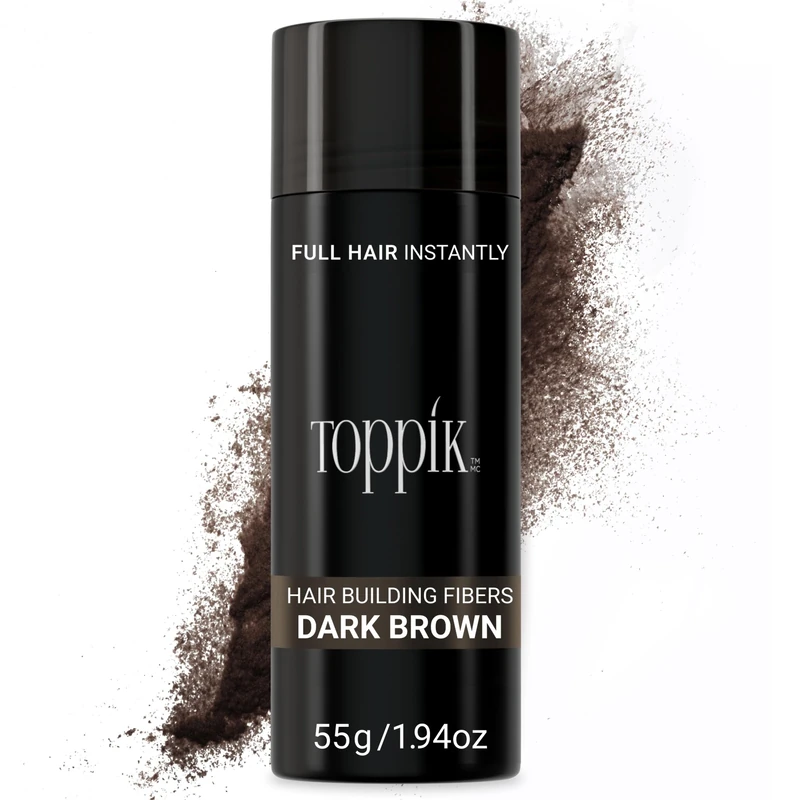 Toppik, Hair Building Fibres Powder for a Thicker-looking Hairline, Crown and Beard, Instant Thinning Concealer for Men and Women, 55g, Dark Brown