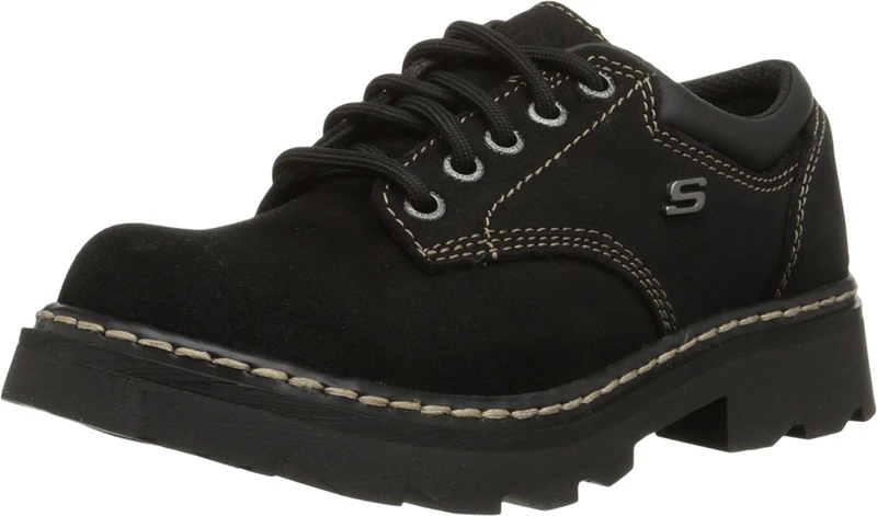 Skechers Women's Parties-Mate Oxford, Black Suede Leather, 4.5 UK