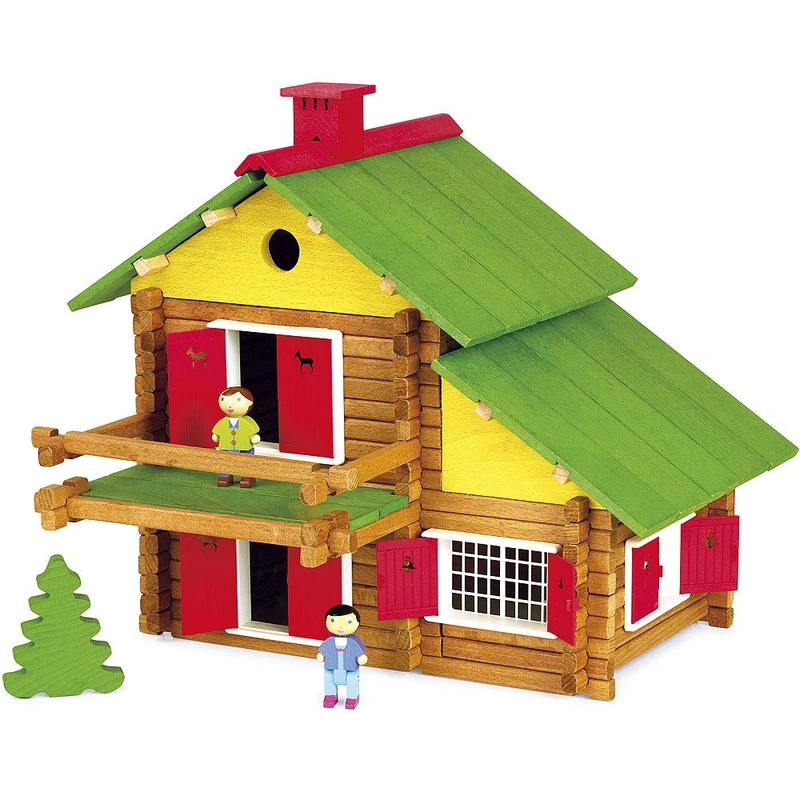 Jeujura JeujuraJ8008 Construction Chalet in a Wooden Box (175-Piece)