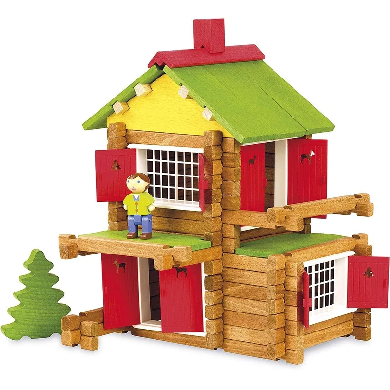 Jeujura JeujuraJ8007 Construction Chalet in a Wooden Box (135-Piece)