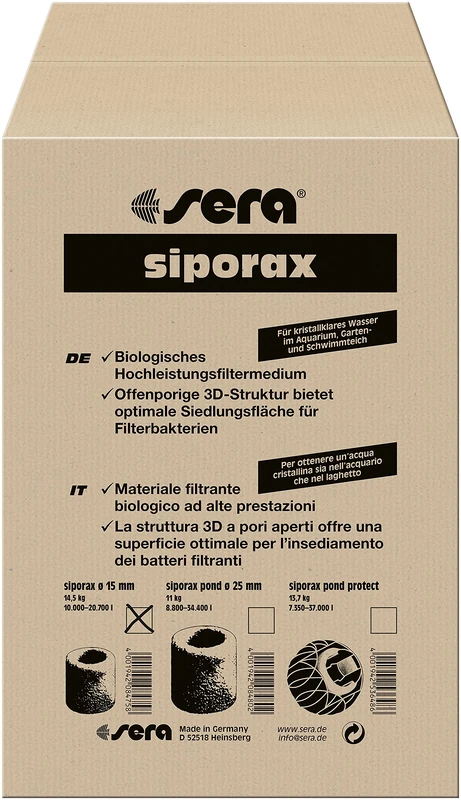 sera Siporax Professional Fish Accessories, 15 mm, 50 Litre