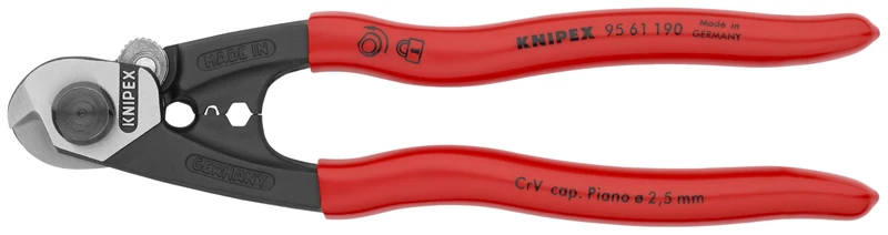 KNIPEX 95 61 190 Wire Rope Cutter - 190mm Forged Steel