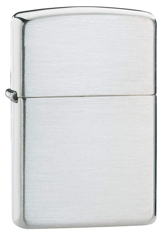 Zippo - Windproof Lighter, Armour Brushed Sterling Silver, Base Model, Refillable, Reusable, Windproof Design, Gift Box, Made in the USA