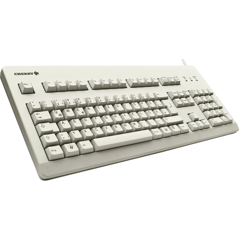 CHERRY G80-3000, Wired Mechanical Keyboard, EU Layout (QWERTY), USB-Connection, Robust, Programmable Keys, MX BLACK Switches, Light Grey