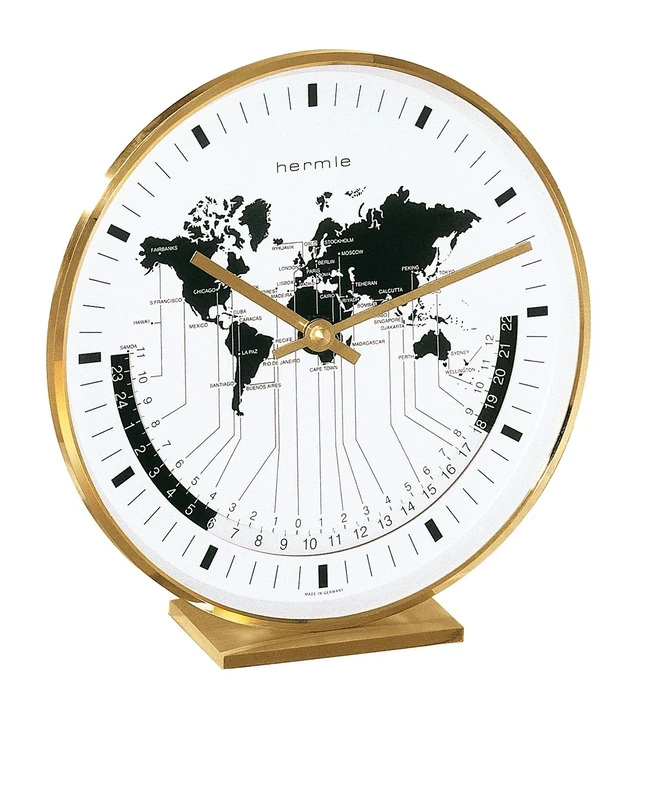 Hermle World-time Brass Table Clock 22704-002100