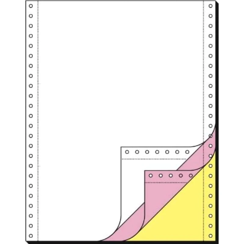 SIGEL 32249 Listing Paper, 12" x 240 mm, pre-punched, microperforated, 3-part, 70/53/57 gsm, pink/yellow copy, blank, 600 sets