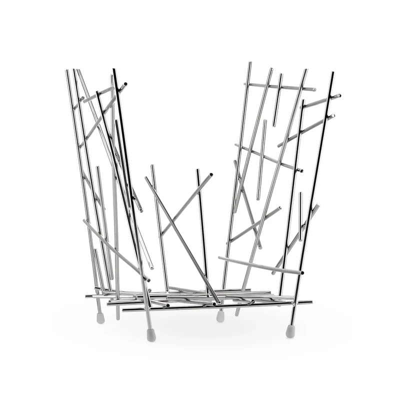 Alessi | Blow Up FC15 - Design Vertical Magazine Rack in Chromed Steel, Mirror Polished