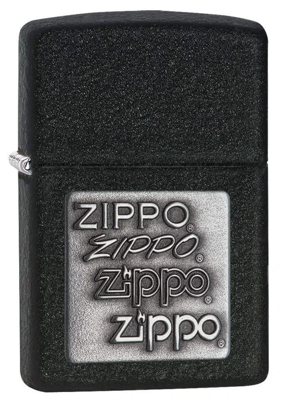 Zippo Pewter Emblem Regular Lighter - Black Crackle