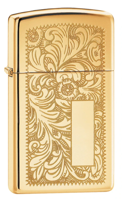 Zippo Windproof Lighter - Venetian Gold - High Polish Brass - Slim Case - Refillable for Lifetime Use - Adjustable Flame - Gift Box - Metal - Made in USA