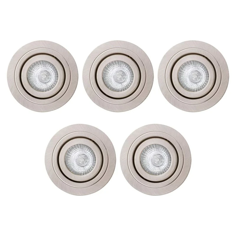 LITECRAFT Recessed Downlight IP65 Rated Tiltable Spotlight - (Satin Chrome, Pack of 5)