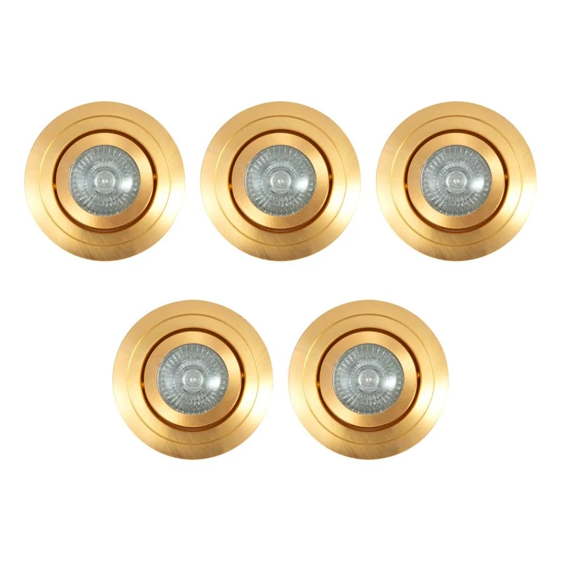 LITECRAFT Recessed Downlight IP65 Rated Tiltable Spotlight - (Satin Brass, Pack of 5)