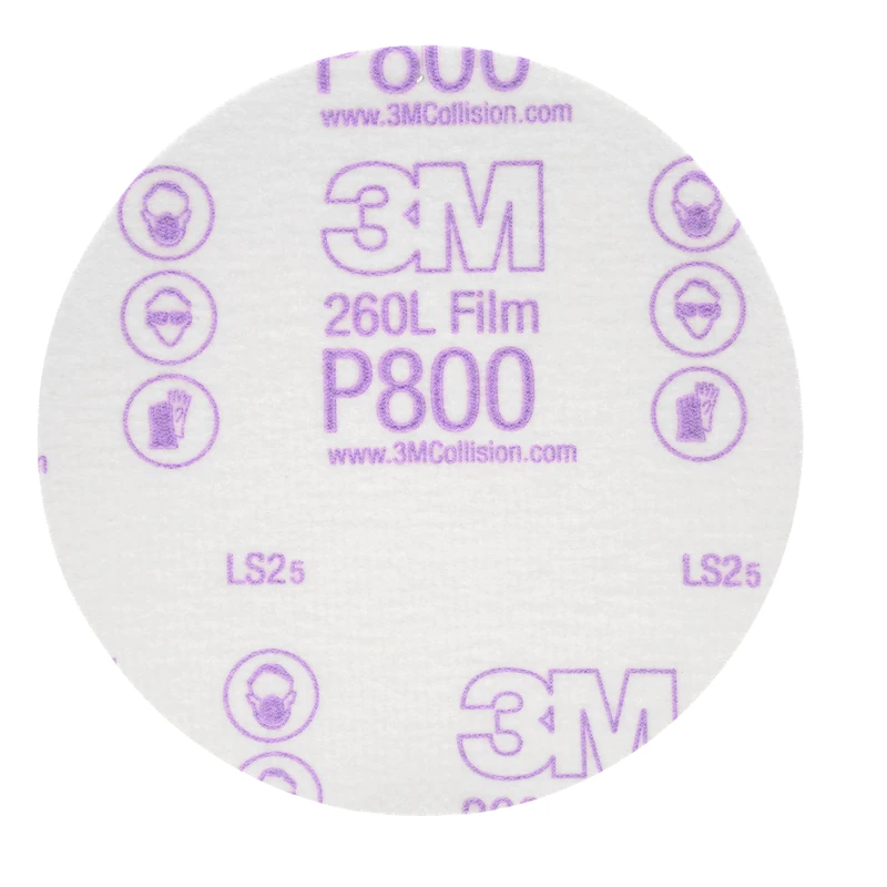 3M Hookit Finishing Film Abrasive Disc 260L, 00954, 5 in, P800, 100 discs per carton