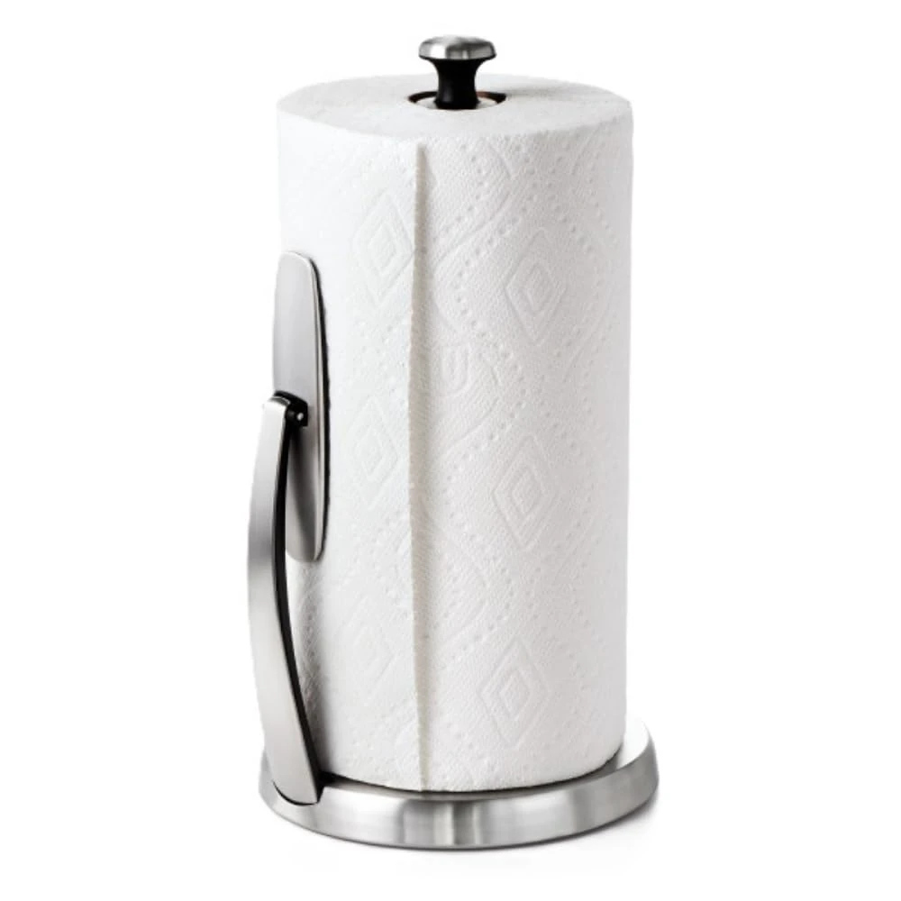 OXO Good Grips SimplyTear Standing Paper Towel Holder, Brushed Stainless Steel