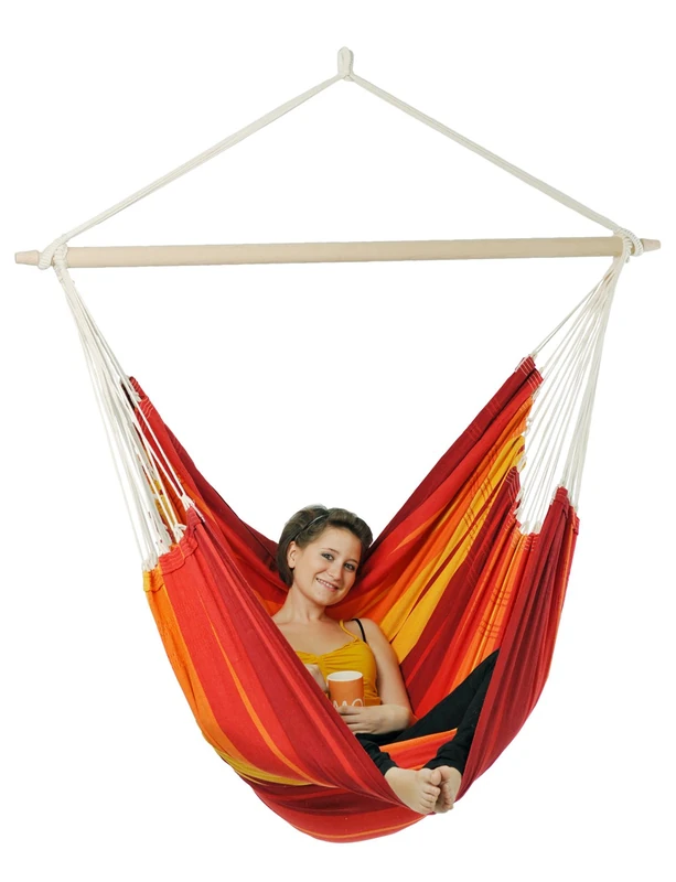 Laminvale Ltd AMAZONAS oversized hanging chair Brasil Gigante Lava with crossbar made of FSC beech wood 140 cm to 200 kg colorful stripes