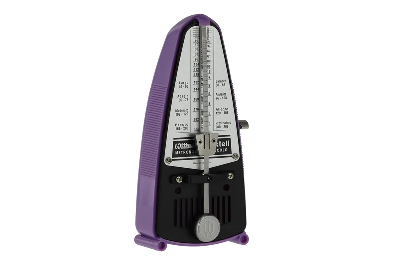 Wittner Metronome Taktell Piccolo Series 830 - Plastic casing - Without bell - Lilac purple - Mechanically wound - No batteries required - Made in Germany