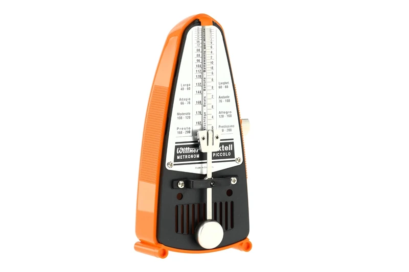 Wittner Metronome Taktell Piccolo Series 830 - Plastic casing - Without bell - Orange - Mechanically wound - No batteries required - Made in Germany