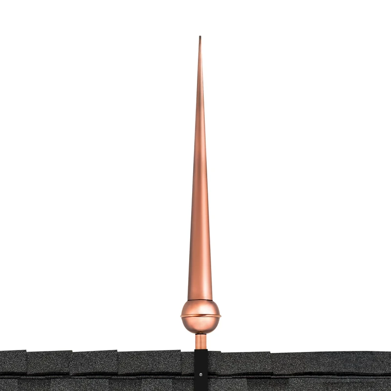 Good Directions 707 Gawain Finial with Roof Mount, 28", Polished Copper - Image 1