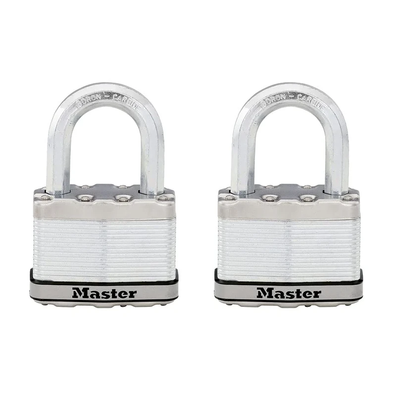 Master Lock M15XTLFCCSEN Laminated 2-1/2-Inch Wide Magnum Steel Padlock, 7/16-Inch Diameter, 1-1/2-Inch Shackle Clearance, Twin Pack, 1-1/2 Inch Shackle