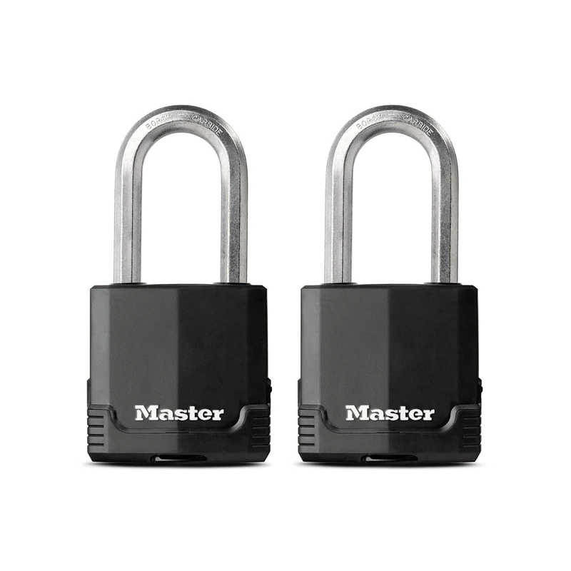 Master Lock M515XTLHCCSEN 2-1/8-Inch Wide Magnum Covered Laminated Steel Padlock, 3/8-Inch Diameter, 2-Inch Shackle Clearance, Twin Pack, Black, 2 Pack, Keyed-Alike