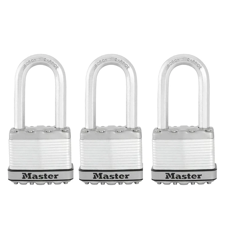 Master Lock M1XTRILHCCSEN, Triple Pack 1-3/4-Inch Wide Magnum Laminated Steel Padlock, 5/16-Inch Diameter, 2-Inch Shackle Clearance, 3-Pack, Silver, 3 Pack, Keyed-Alike