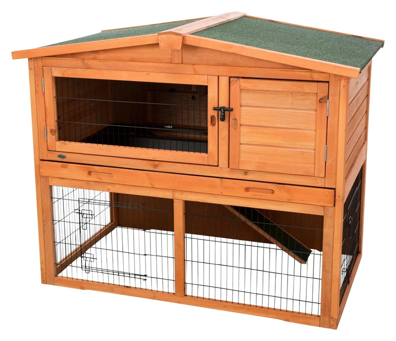 Trixie Natura Small Animal Hutch with Outdoor Run, 123 ﾗ 96 ﾗ 76 cm, Brown