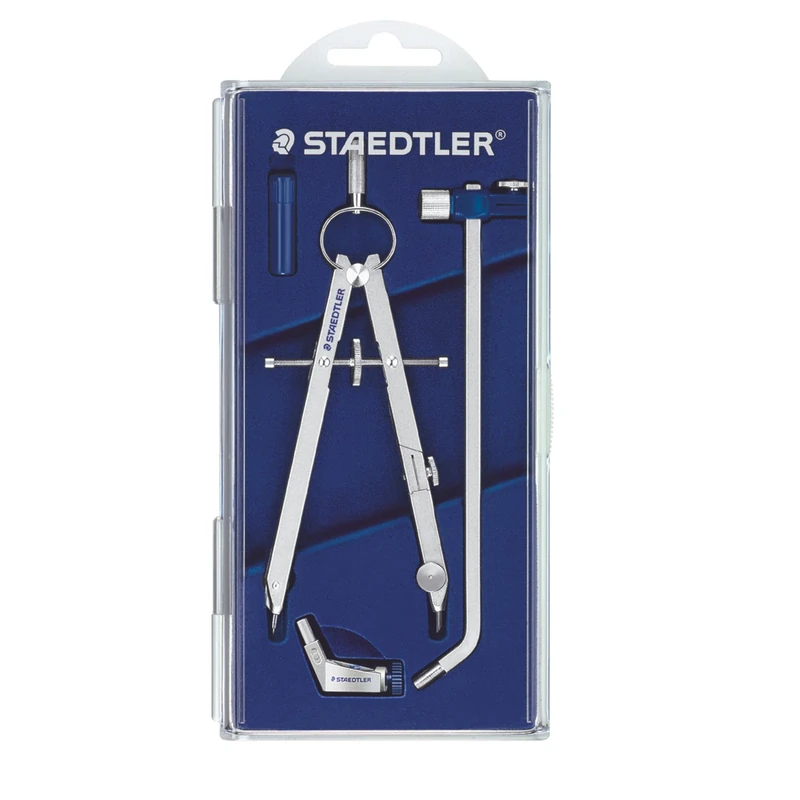 STAEDTLER 551 02 Mars Comfort Precision Compass Set with Lead Part, Extension Bar, Universal Adapter And Spares Box